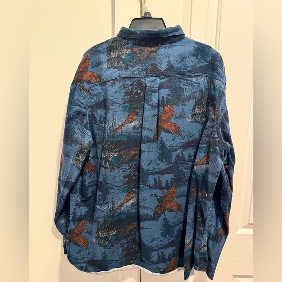 Croft & Barrow Blue Button-Up Shirt with Bird/Duck Print - Picture 3 of 3